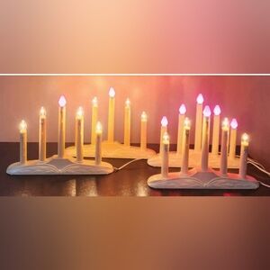 (4) Vintage Christmas 5-Light Window Electric Chandelier w 20 Bulbs NOMA Candles